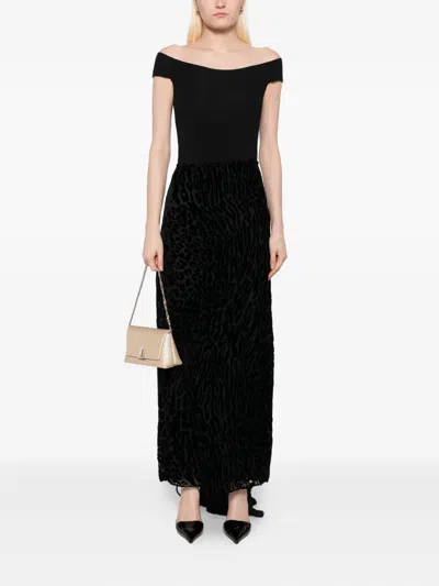 Tom Ford Leopard-print Velvet Skirt In Black
