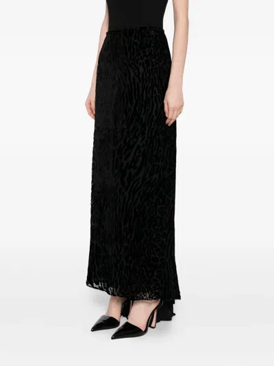 Tom Ford Leopard-print Velvet Skirt In Black