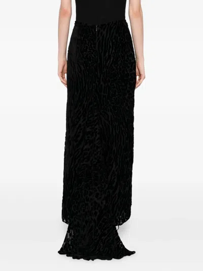 Tom Ford Leopard-print Velvet Skirt In Black