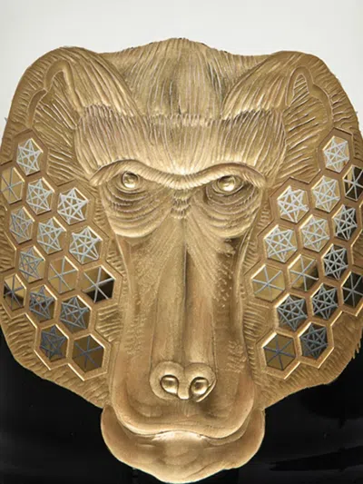 Artel African Safari Baboon-head Geometric Glass In Multi