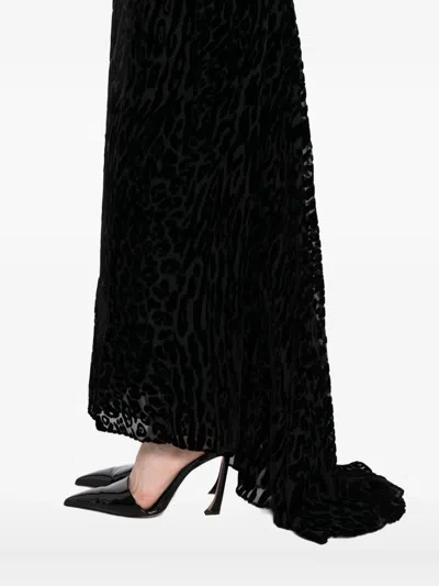 Tom Ford Leopard-print Velvet Skirt In Black