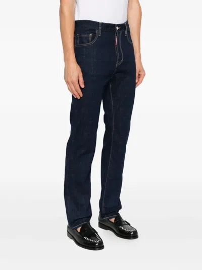 Dsquared2 Logo-patch Jeans In Blue