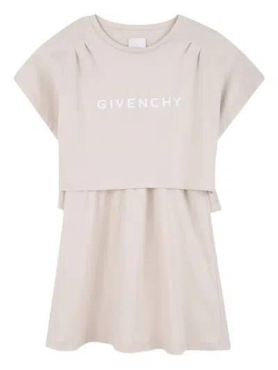 Givenchy Logo-print Layered Dress In Neutral