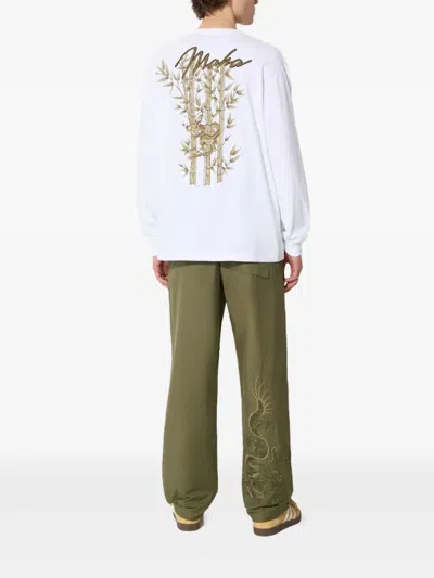 Maharishi Dragon Bamboo Embroidered Long-sleeve T-shirt In White
