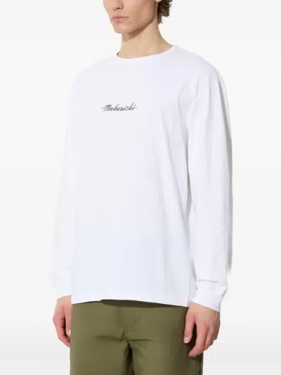 Maharishi Dragon Bamboo Embroidered Long-sleeve T-shirt In White
