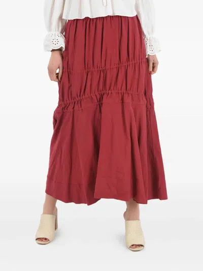 Brock Collection Drawstrings Maxi Skirt In Red
