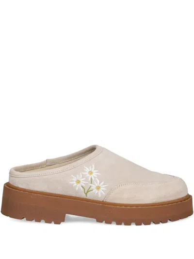 Diemme Maggiore Embroidered Mules In Neutral
