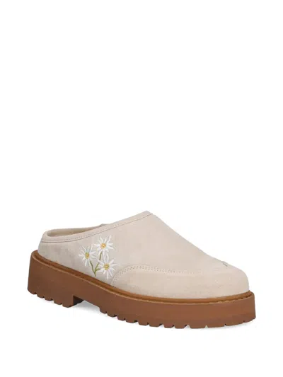 Diemme Maggiore Embroidered Mules In Neutral