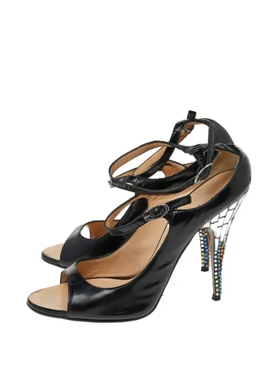 Pre-owned Giuseppe Zanotti  110mm Leather Mosaic-heel Sandals