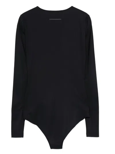 Mm6 Maison Margiela Long-sleeve Bodysuit In Black
