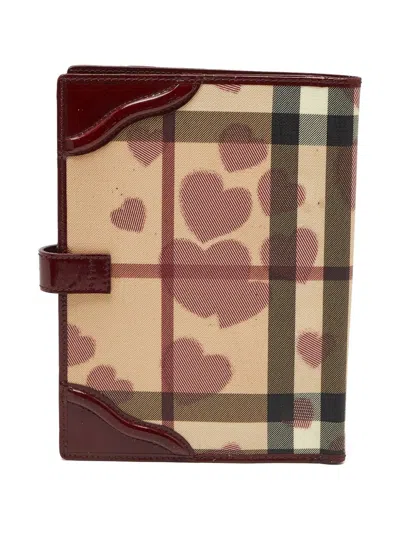 Pre-owned Burberry Heart Nova Check Leather Agenda Cover