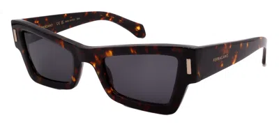 Ferragamo Rivets 53mm Modified Rectangular Sunglasses In Black