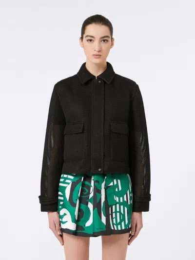 Max Mara Boxy Jacket In Technical Mesh In Black