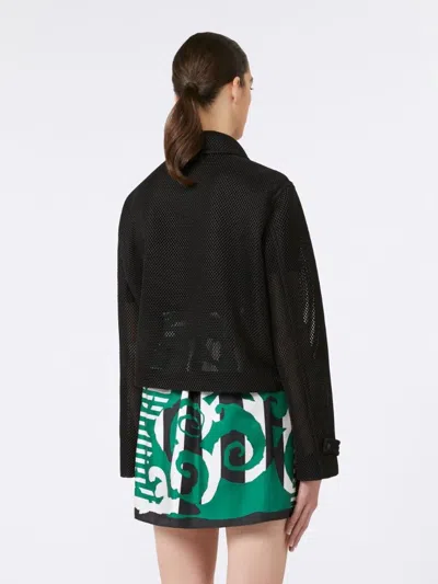 Max Mara Boxy Jacket In Technical Mesh In Black