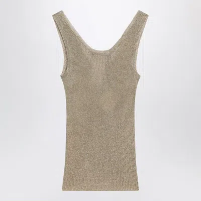 Max Mara Studio Gold Lurex Tank Top In Green