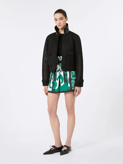 Max Mara Boxy Jacket In Technical Mesh In Black