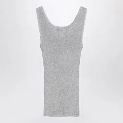 Max Mara Studio Top Lurex Tank Top In Silver In Gray