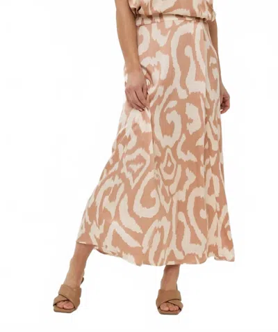 Esqualo Printed Short Sleeve Blouse In Tan In Neutral