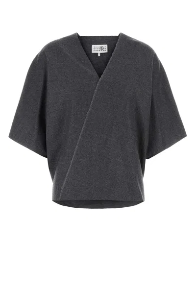 Mm6 Maison Margiela Dark Grey Wool Top In Gray