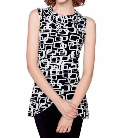 Compli K Geometric Sleeveless Top In Black/white