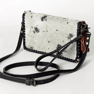 American Darling Women's Hair On Hide Wristlet In Black And White