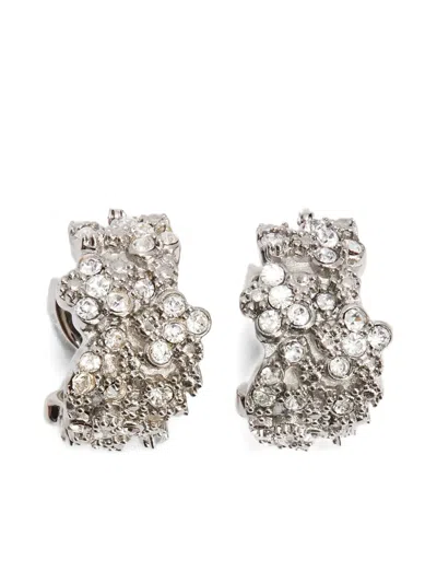 Jil Sander Zircon-embellished Hoop Earrings In Metallic