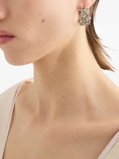 Jil Sander Zircon-embellished Hoop Earrings In Metallic