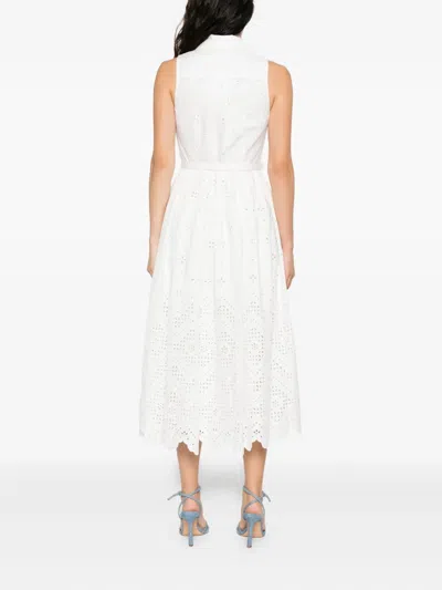 Self-portrait Embroidered Belted Dress In White