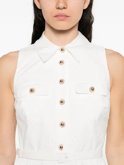 Self-portrait Embroidered Belted Dress In White