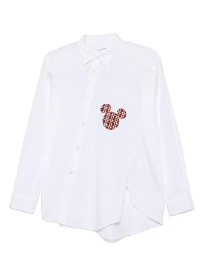 Comme Des Garçons Shirt Poplin Mickey Digital Shirt In White