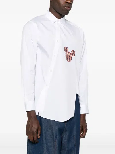 Comme Des Garçons Shirt Poplin Mickey Digital Shirt In White