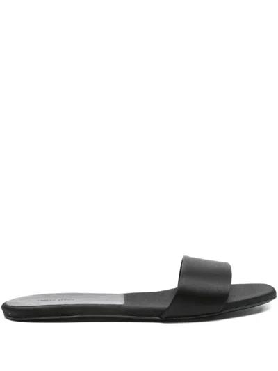 Loulou Studio 10mm Stella Satin Flat Slides In Black