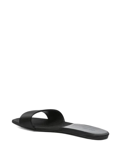 Loulou Studio 10mm Stella Satin Flat Slides In Black
