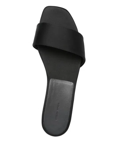 Loulou Studio 10mm Stella Satin Flat Slides In Black