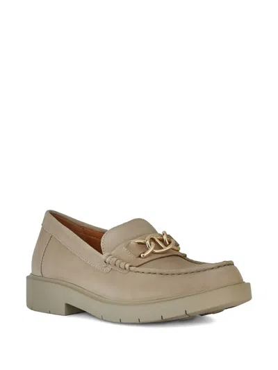Geox Spherica Chain-link Suede Loafers In Neutral