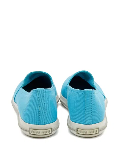 Pre-owned Miu Miu Metal-toe Canvas Sneakers