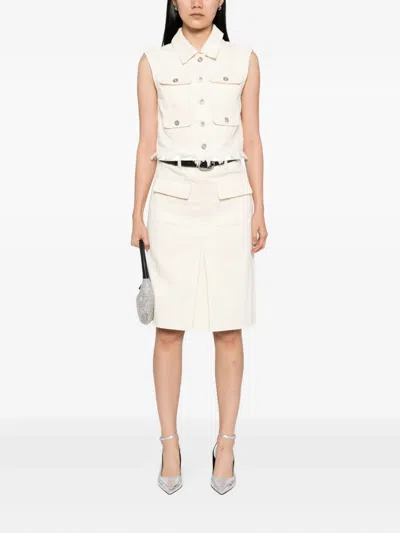 Self-portrait Denim Midi Skirt In Neutral