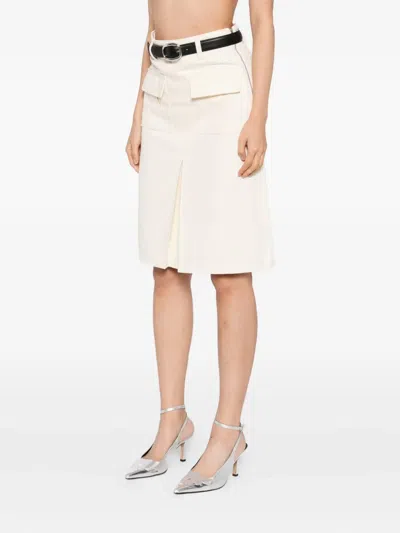 Self-portrait Denim Midi Skirt In Neutral