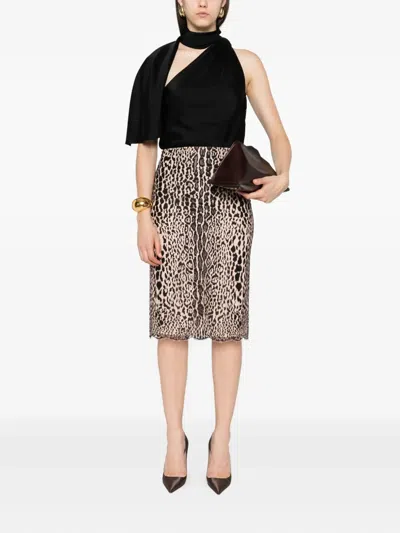 Tom Ford Leopard-print Lace Skirt
