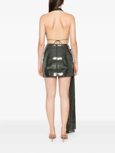 Alex Perry Sequin-embellished Halterneck Mini Dress In Green