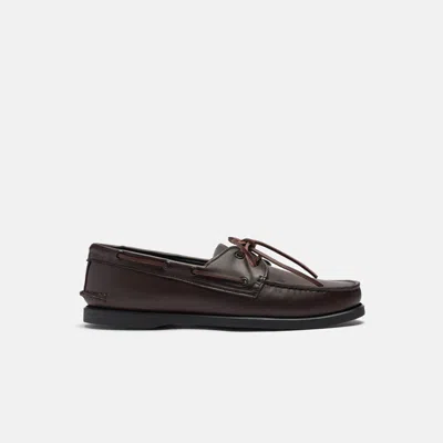Scarosso Morgan Round-toe Lace-up Boat Shoes In Brown