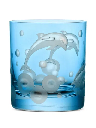 Artel Flights Of Fantasy Dolphins In Sky With Pearls-motif Glass In Blue