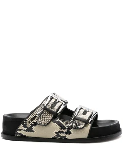 Paris Texas Sandals In Natural Python-print Leather In Animal Print