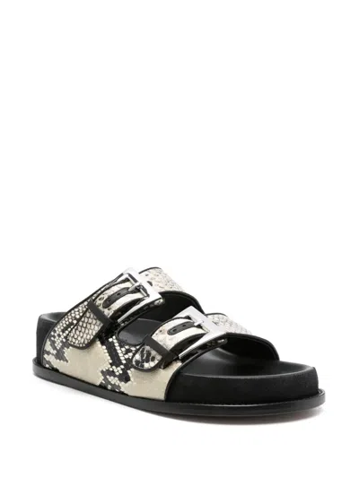 Paris Texas Sandals In Natural Python-print Leather In Animal Print