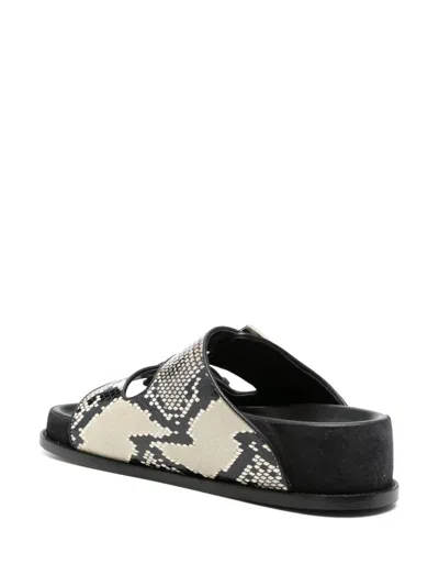 Paris Texas Sandals In Natural Python-print Leather In Animal Print