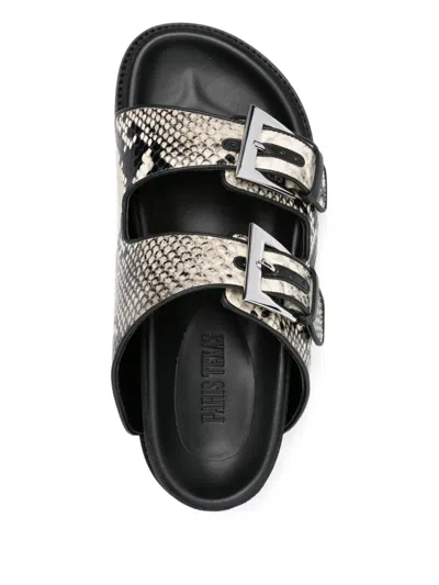 Paris Texas Sandals In Natural Python-print Leather In Animal Print