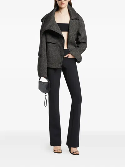Courrèges Oversized-collar Cropped Jacket In Gray