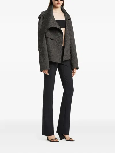 Courrèges Oversized-collar Cropped Jacket In Gray