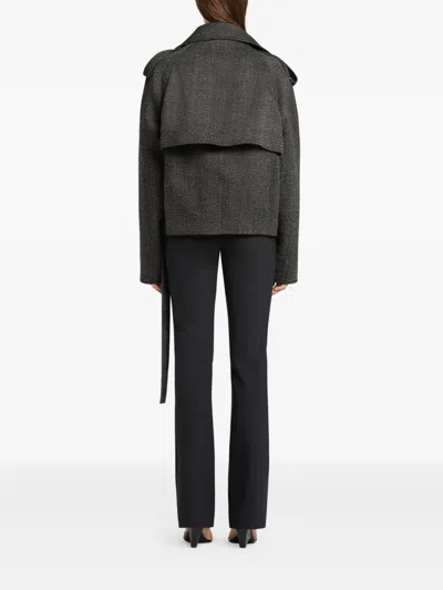 Courrèges Oversized-collar Cropped Jacket In Gray