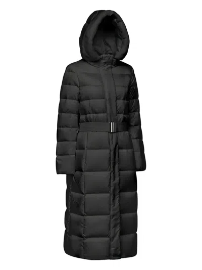Geox Pheby Hooded Belted Puffer Coat In Black